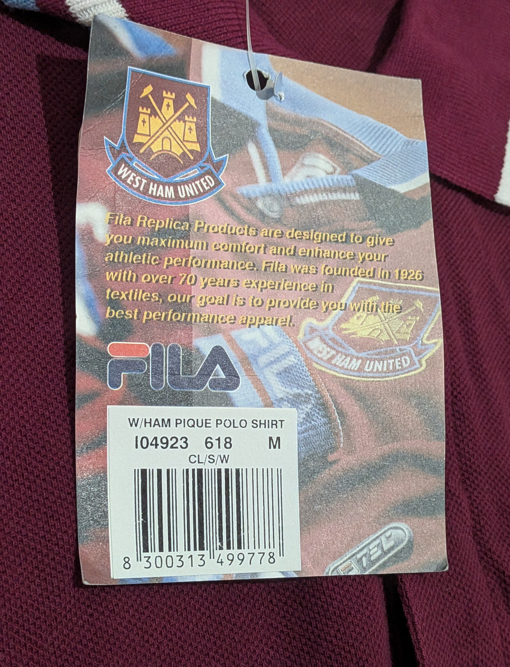 90s West Ham Fila Leisure Polo Shirt - BNWT