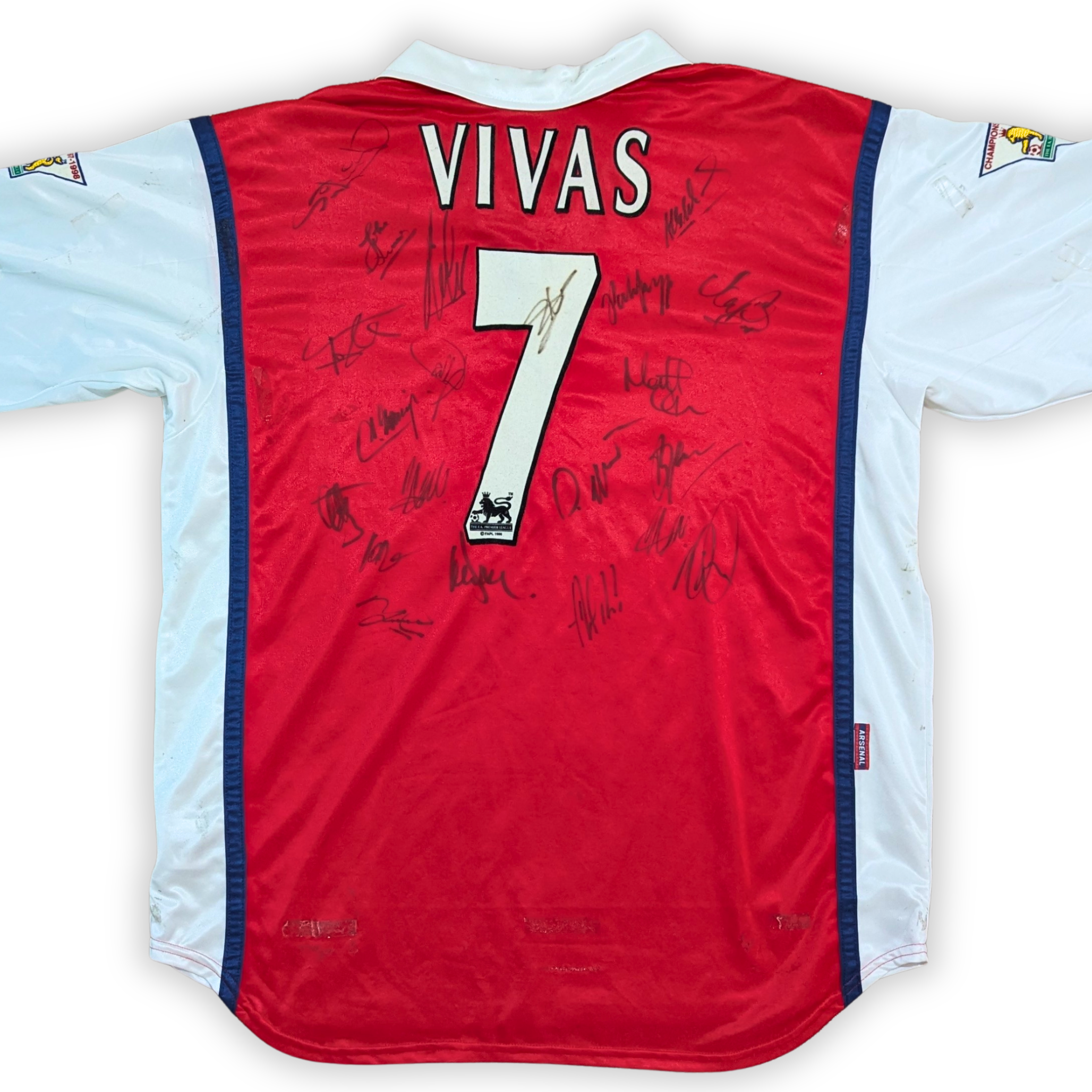 1998-99 Arsenal Home Multi Signed Shirt - Vivas 7