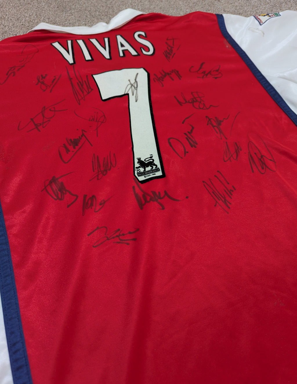 1998-99 Arsenal Home Multi Signed Shirt - Vivas 7